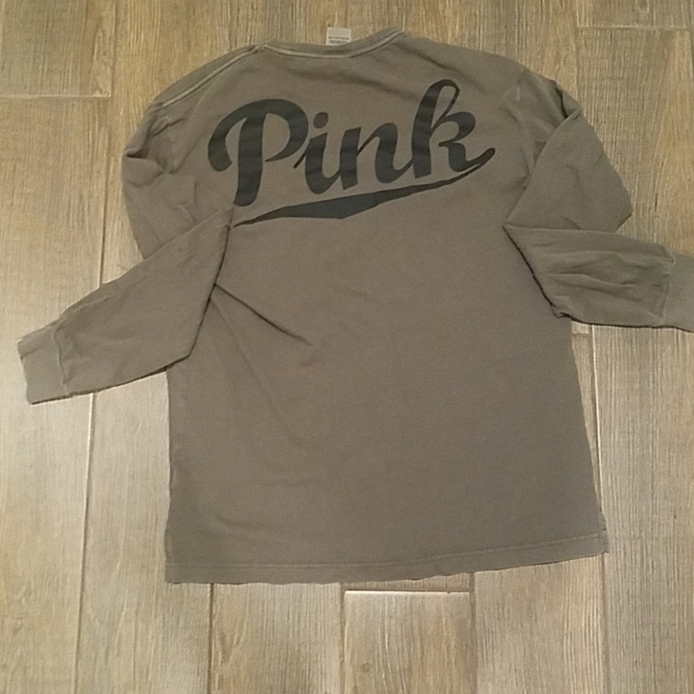Pink varsity crew long sleeve top